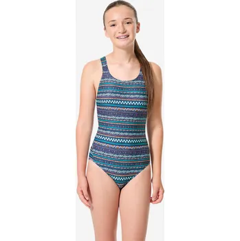 Dámské oblečení DECATHLON Dívčí jednodílné plavky Vega 10 LET MODRÁ