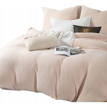 Povlečení BÉŽOVÉ POVLEČENÍ POVLEČENÍ 220x200 KOMPLET PREMIUM S VOLÁNKEM, PŘÍRODNÍ