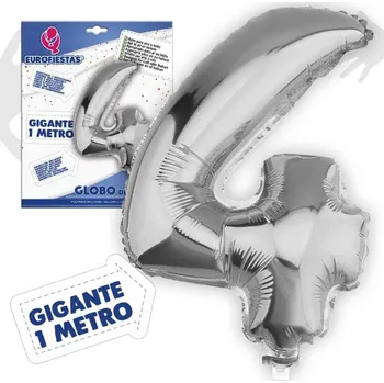 Balónek Foliový balónek 39''/100 cm stříbrný číslice 4