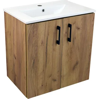 Koupelnový nábytek BPS-koupelny Koupelnová skříňka s keramickým umyvadlem ROSO GO 60 - zlatý dub