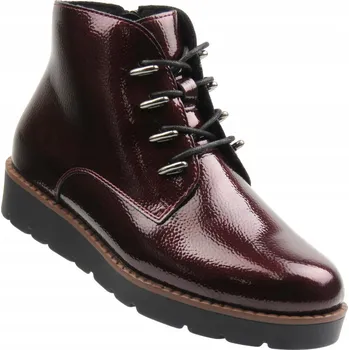 Dámská zimní obuv Dámské bordó lakované kotníkové boty 19360 na platformě Potocki 38