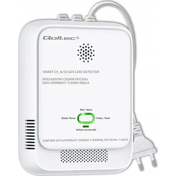 Bezpečnostní detektor Detektor plynu plynu a oxidu uhelnatého CO CH4 85dB LED certifikovaný EN pro domácnost Qoltec