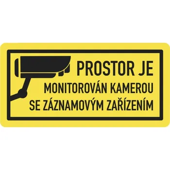 Secutek Výstražná bezpečnostní samolepka o monitorování kamerou 12 x 6 cm