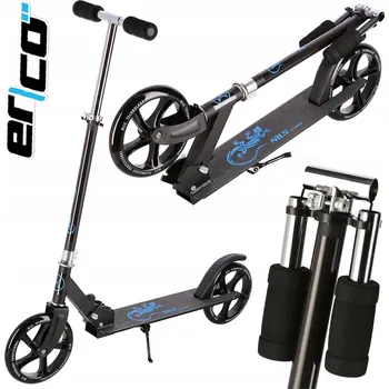 Koloběžka Skládací městská koloběžka s nastavitelnou výškou, velká kolečka 200 mm, 82A, ložiska ABEC-7