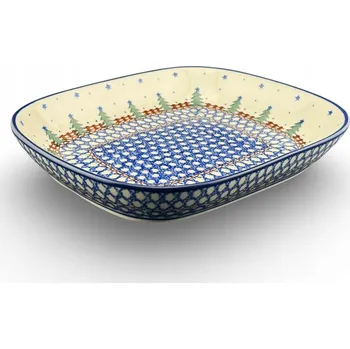 Mísa na obalování řízků, mísa na servírování "Vánoční stromky" dek. 340X Keramika Bolesławiec