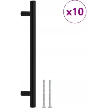 Nábytkové kování Úchytky na skříňky, 10 ks , černé, 160 mm, nerezová ocel