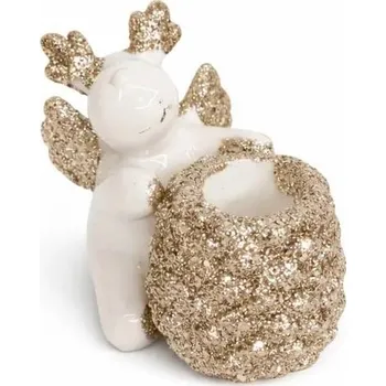 Velikonoční dekorace DECOLED Vánoční svícen na stůl keramický 9,5 × 9 × 8 cm, průměr na svíčku 2 cm