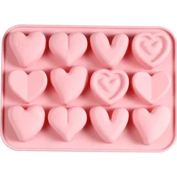 Silikonová forma na mýdlo srdíčka IV. - 12ks