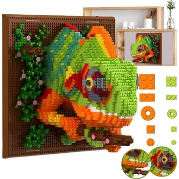 ostatní stavebnice ZESTAW KLOCKÓW CHAMELEON, STAVEBNICE ZVÍŘÁTEK, MINIATURNÍ STAVEBNICE
