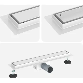 Odvodňovací žlab 2 v 1 sprchový odtok Stříbrná 50 cm Nerezová ocel 304