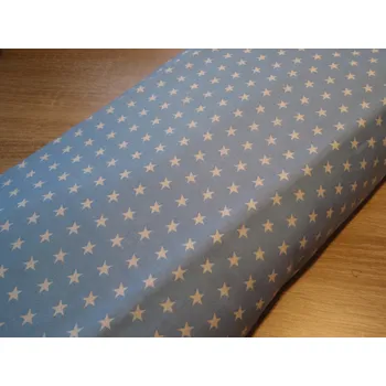 Pro útulný domov bavlněná látka světle MODRÁ bílé hvězdičky