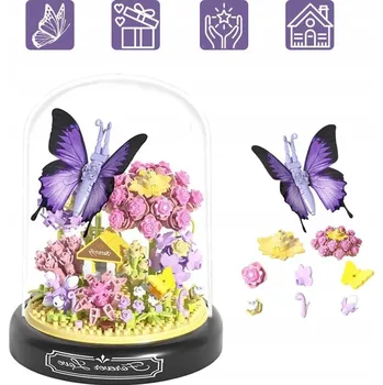 ostatní stavebnice KLOCKI DO BUDOWANIA OGRODU SADA KOSTEK S MOTÝLY, KVĚTINAMI, DOMEČEK 582KS DIY