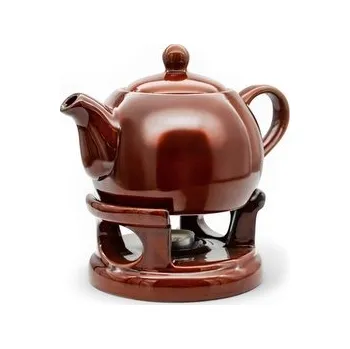 Konvice na čaj Konvice porcelán 1000ml s ohřívačem BELLA hnědá