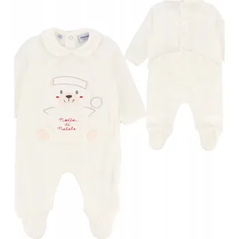 Kojenecký overall Roztomilý bavlněný overal pro miminko s medvídkem, bílý, velikost 9M (68 cm)