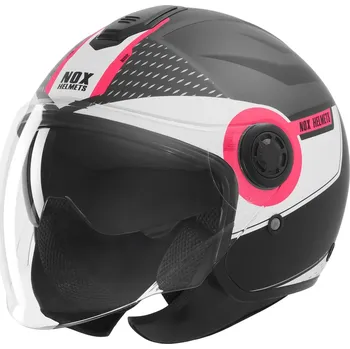 Helma na motorku Otevřená helma na motorku NOX N182 Round matná černo-růžová XS