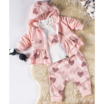 Kojenecká souprava Max 3dílná dívčí sada pro miminka - Love Velikost: 80 (9-12m)