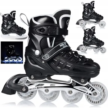 Kolečkové brusle Brusle 2v1 kolečkové brusle kolečkové brusle a brusle na led černé LED Nils Extreme 4v1 L