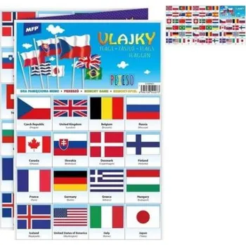 Pexeso Pexeso papírové Vlajky společenská hra 32 obrázkových dvojic 21x30cm