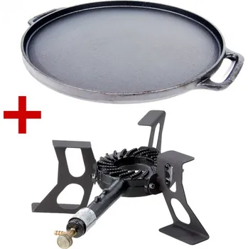 Zahradní gril Combi set LPG vařič Trino 7,5 kW + 45 cm litinová plancha, Meva, PWI (Gastro sestava plynového PB vařiče s velmi kvalitní litinovou grilovací planchou o průměru 45 cm)