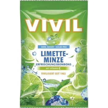 Bonbon Vivil Limetka Máta Bonbóny Minze bez cukru 120 g