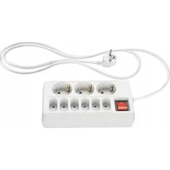 Napájecí kabel Zásuvková lišta s prodlužovacím kabelem SILVERCREST 9 zásuvek, 1,4 m, 3680 W, bílá