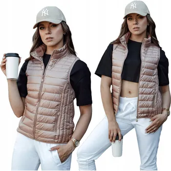 Dámská vesta DÁMSKÁ PROŠÍVANÁ VESTA SE STOJÁČKEM RŮŽOVÁ ty4449 - XL