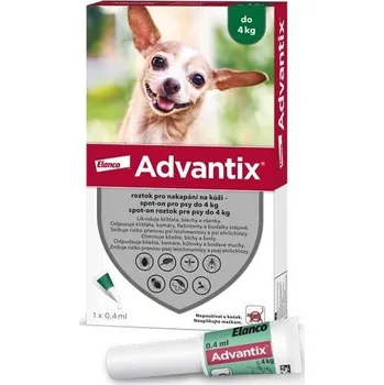 Antiparazitikum pro psa Advantix S.O. pes do 4kg zelený 1 x 0,4 ml EXP. 2/26