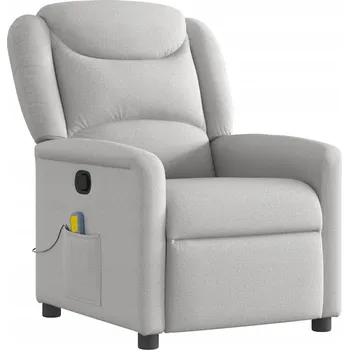 Křeslo Rozkládací masážní křeslo, šedé, potažené látkou