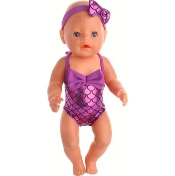 Doplněk pro panenku Plavky pro panenku Baby Born či American Girl Varianta: plavky mořská panna + čelenka