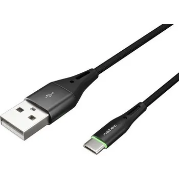 USB hub Natec Prati USB-C 1.0m černý oplot LED