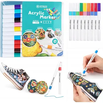 Fixy 12 ks, voděodolné na tkaniny, kamínky, oblečení, 1 – 1,5 mm