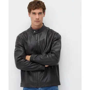 Dámský kabát Reserved - Kožená bunda se stojáčkem - tmavě hnědá - 7129H-89X - 7129H-89X-XXL