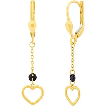 Šperk Zlaté visací náušnice Aneesa ze žlutého zlata s černým Brilliance Zirconia FNN33387EGY