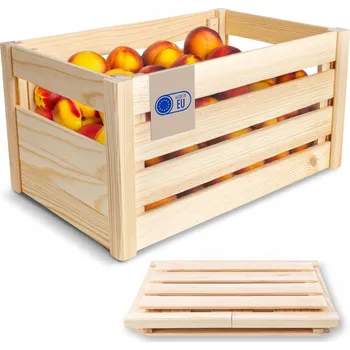 Úložný box Dřevěná bedýnka přírodní krabička truhla velká na zeleninu 46 x 29,5 cm