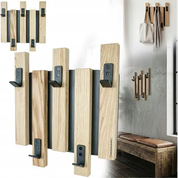 Věšák Nástěnný věšák do předsíně lamely dub olejovaný LOFT masivní 5 háčků
