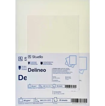 Výtvarný papír Kreslicí papír Delineo 90g 30x40cm, 25 listů