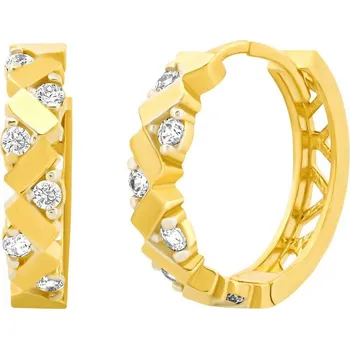 Šperk Zlaté náušnice kruhy Brionna ze žlutého zlata s Brilliance Zirconia FNN33361EGY