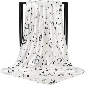 Společenský šál s houslovými klíči a notami - bílý
