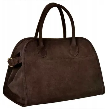 Kabelka Maxi Borse in Pelle velká kožená semišová taška hnědá čokoláda velikost XXL