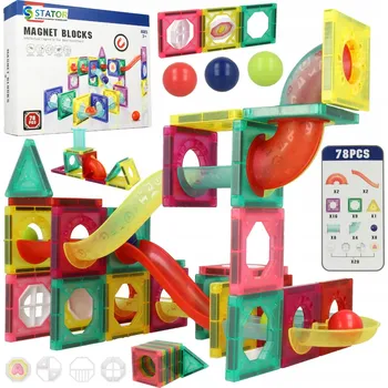 ostatní stavebnice KREATIVNÍ SADA MAGNETICKÝCH 3D STAVEBNICE 78 DÍLKŮ DRÁHA S KULIČKAMI DÁREK