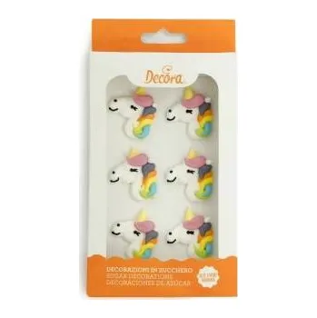 Jedlá dekorace na dort 6 ks cukrových dekorací Jednorožec - Decora