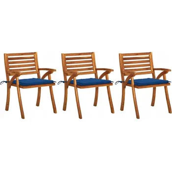VidaXL Zahradní židle s polštáři, ks 3 kusů, masivní akáciové dřevo