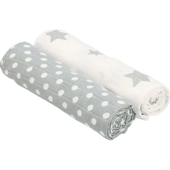 Látková tetra osuška New Baby Softy 90 x 110 cm 2 ks šedo-bílá