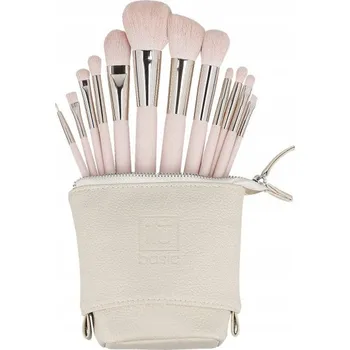 Kosmetický štětec Sada štětců na líčení Ilu 12 ks syntetických s pouzdro růžových