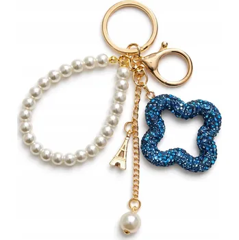 Přívěsek PŘÍVĚSEK DOPLNĚK PŘÍVĚSEK PERLY ČTYŘLÍSTEK ZIRKONY MODRÉ DOPLŇKY