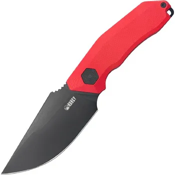lovecký nůž KUBEY Basilisk s pevnou čepelí, černě omytá 14C28N, červená G10, Kydex pouzdro s Tek-Lok úchytem KU3