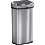 Deuba Bezdotykový hranatý odpadkový koš s USB 58 L - stříbrný