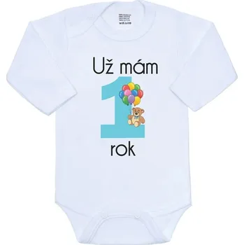 Body s potiskem New Baby Už mám 1 rok modré 80 (9-12m)