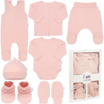 Kojenecké oblečení 7-dílná kojenecká soupravička do porodnice New Baby I AM růžová 56 (0-3m)