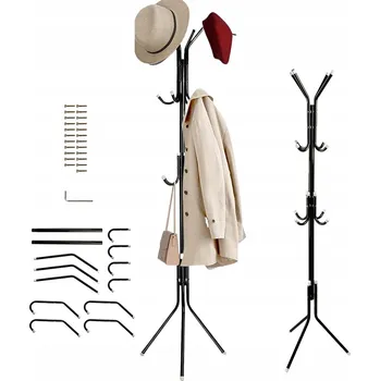 Věšák STOJACÍ VĚŠÁK S 12 HÁKY DO PŘEDSÍNĚ, STYL ČERNÝ MRAMOR